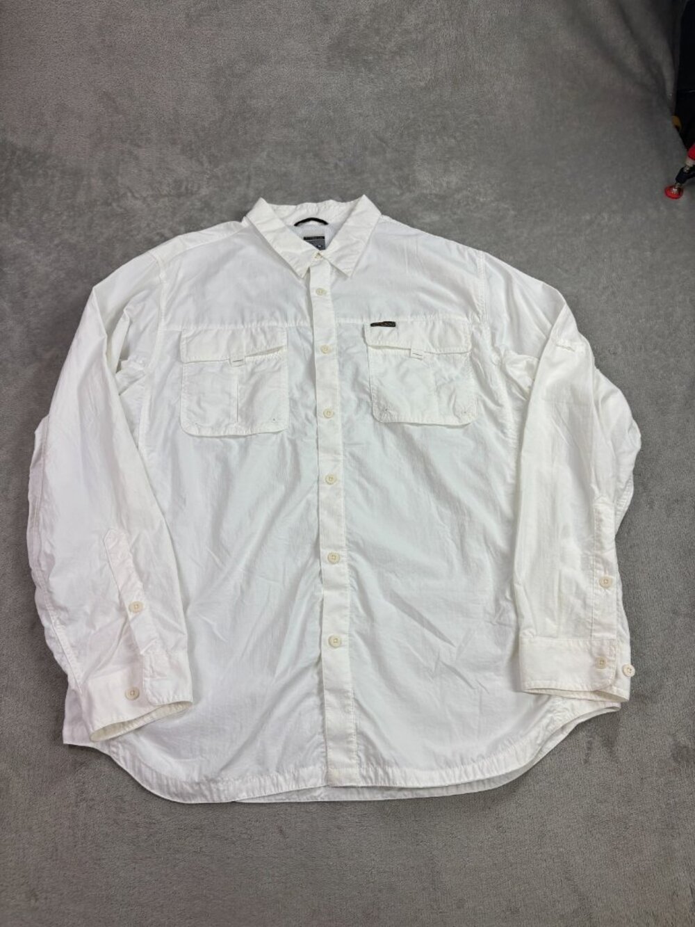 Columbia PFG Titanium Fishing Shirt Mens XL White Utility Stain Resistant Beach